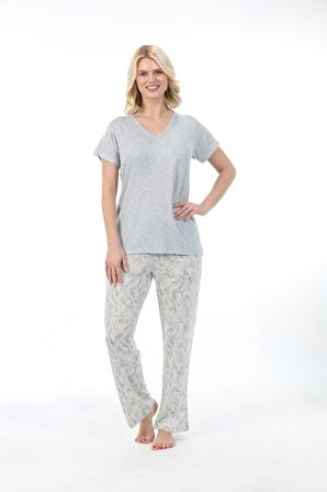 Bambu, Esnek kumaş, Kısa Kol Kadın Pijama Takımı 73230