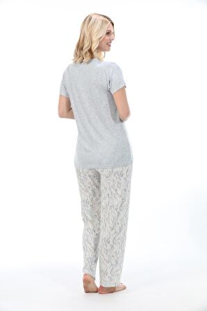 Bambu, Esnek kumaş, Kısa Kol Kadın Pijama Takımı 73230