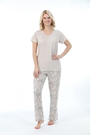 Bambu, Esnek kumaş, Kısa Kol Kadın Pijama Takımı 73229