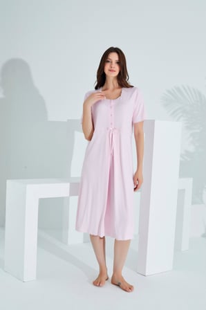 Bambu Dantel Detaylı Hamile Lohusa Gecelik 30251-30255