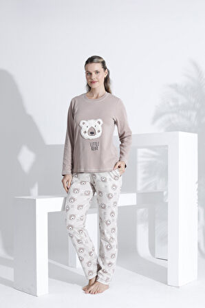 %100 Pamuk Uzun Kol Kadın Pijama Takımı 98233