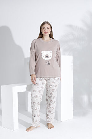 %100 Pamuk Uzun Kol Kadın Pijama Takımı 98233
