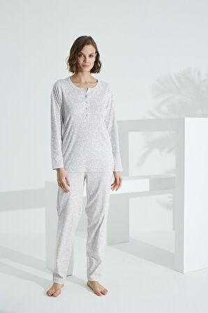 Angelique %100 Pamuk Uzun Kol Kadın Pijama Takımı 21504