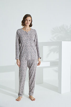 Angelique %100 Pamuk Uzun Kol Kadın Pijama Takımı 21505