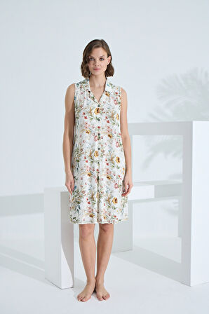 Bambu Kolsuz Cepli Yazlık Kadın Gecelik 72908