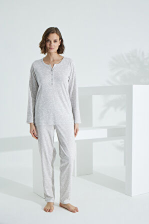 Angelique %100 Pamuk Uzun Kol Kadın Pijama Takımı 21504