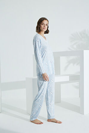 Angelique %100 Pamuk Uzun Kol Kadın Pijama Takımı 21502