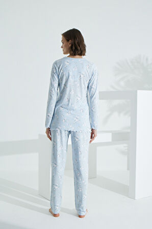 Angelique %100 Pamuk Uzun Kol Kadın Pijama Takımı 21502