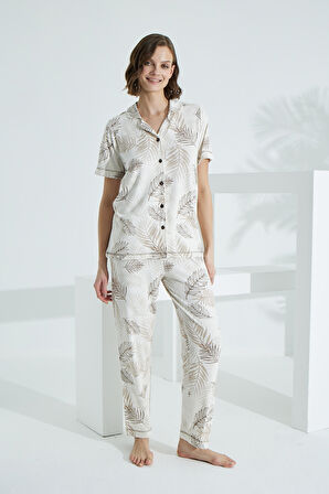 Bambu Kısa Kollu Yazlık Kadın Pijama Takımı 73376