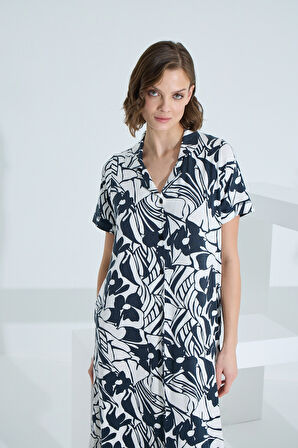 Bambu Kısa Kol Cepli Yazlık Kadın Gecelik 72955