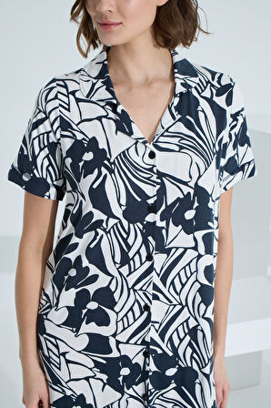 Bambu Kısa Kol Cepli Yazlık Kadın Gecelik 72955