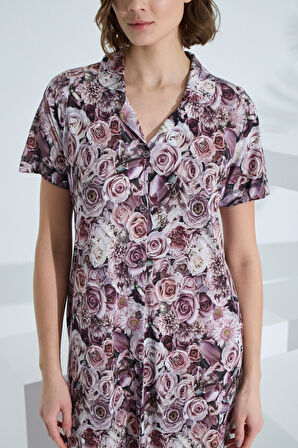 Bambu Kısa Kol Cepli Yazlık Kadın Gecelik 72952