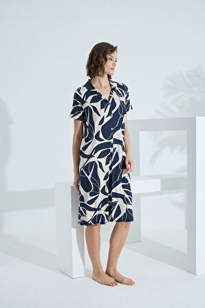 Bambu Kısa Kol Cepli Yazlık Kadın Gecelik 72951