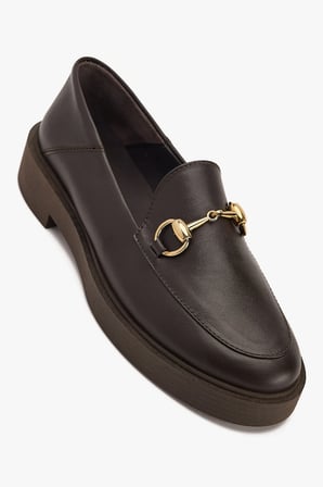 Kadın Metal Tokalı Loafer – Hakiki Deri Günlük Ayakkabı