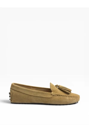 Westtowest Kadın Camel Süet Loafer Püsküllü Babet Günlük Makosen Ayakkabı