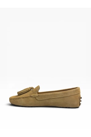 Westtowest Kadın Camel Süet Loafer Püsküllü Babet Günlük Makosen Ayakkabı