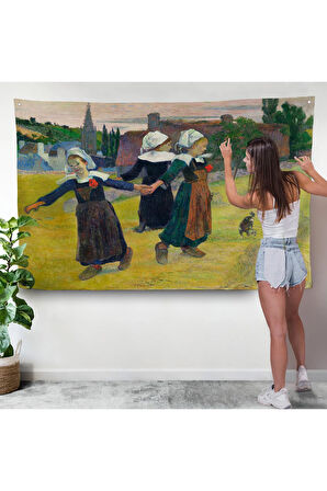 Paul Gauguin Bretonlu Kızlar Dans Duvar Örtüsü-7007