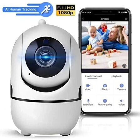 Full HD Sesli Hareketli Kablosuz Bebek Kamerası Wi-Fi Wireless Baby Cam Ip Gece Görüşlü