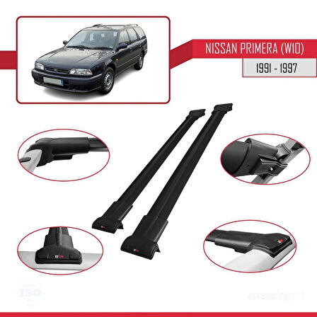 Nissan Primera (W10) Traveller 1991-1997 Arası ile Uyumlu FLY Model Ara Atkı Tavan Barı Siyah 2 Adet