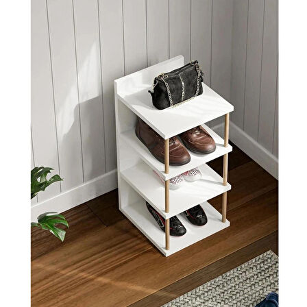 Reyo Çok Amaçlı 4 Raflı Ayakkabılık, Banyo, Mutfak Düzenleyici Organizer Beyaz