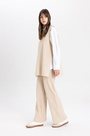 DeFacto Triko Pantolon Straight Fit Geniş Bol Paça C2088AX24SPBG662