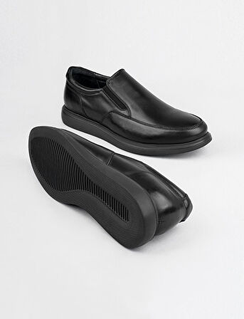 Cabani Hakiki Deri Siyah Klasik Erkek Günlük Ayakkabı