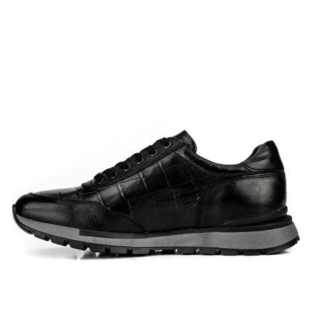 Cabani Hakiki Deri Siyah Bağcıklı Erkek Spor Ayakkabı