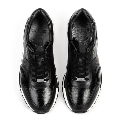 Cabani Hakiki Deri Siyah Erkek Günlük Ayakkabı