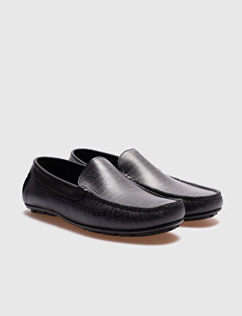 Erkek Hakiki Deri Yazlık Siyah Loafer Ayakkabı