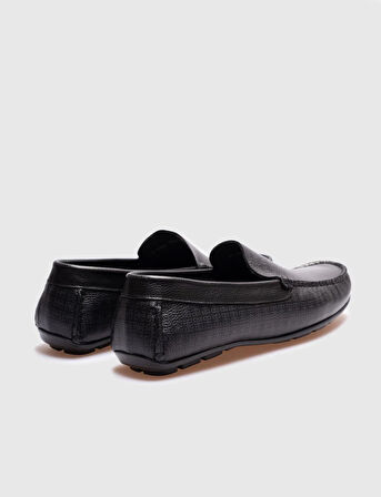 Erkek Hakiki Deri Yazlık Siyah Loafer Ayakkabı