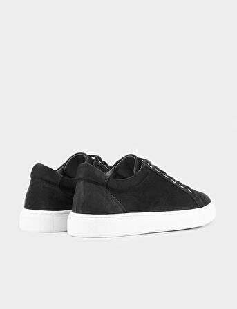 Hakiki Deri Siyah Bağcıklı Sneaker Erkek Günlük Ayakkabı