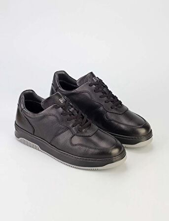 Hakiki Deri Siyah Erkek Kürklü Ayakkabı