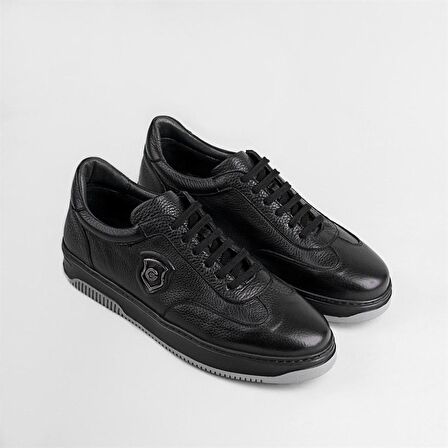 Cabani Hakiki Deri Siyah Bağcıklı Erkek Spor Ayakkabı