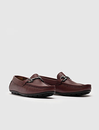 Hakiki Deri Bordo Erkek Loafer