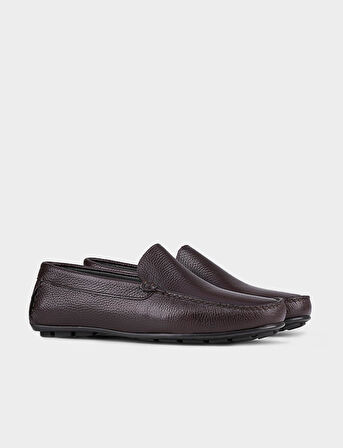 Kauçuk Tabanlı Hakiki Deri Kahverengi Erkek Loafer