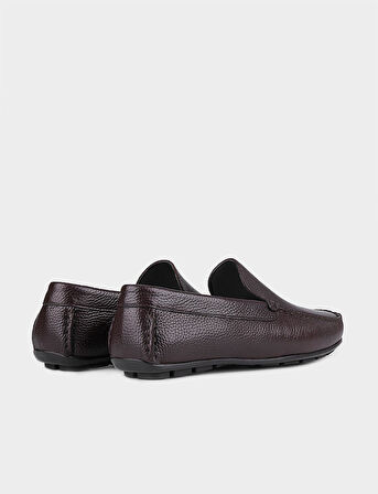 Kauçuk Tabanlı Hakiki Deri Kahverengi Erkek Loafer