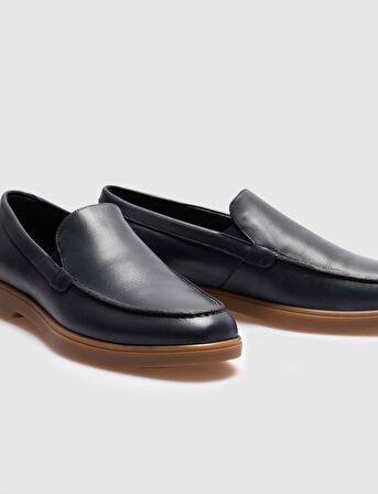 Cabani Hakiki Deri Lacivert Klasik Erkek Günlük Ayakkabı