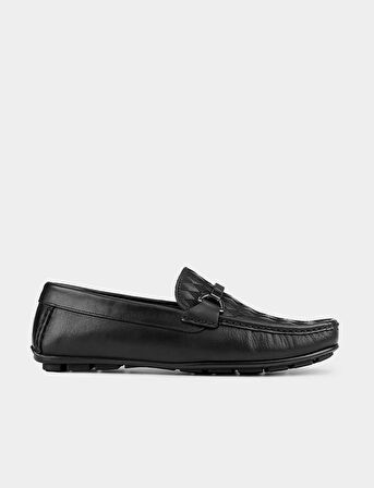 Kauçuk Taban Hakiki Deri Siyah Erkek Loafer