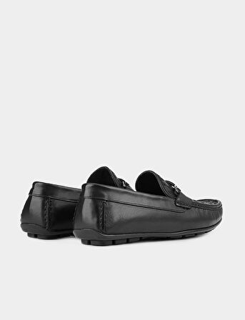 Kauçuk Taban Hakiki Deri Siyah Erkek Loafer