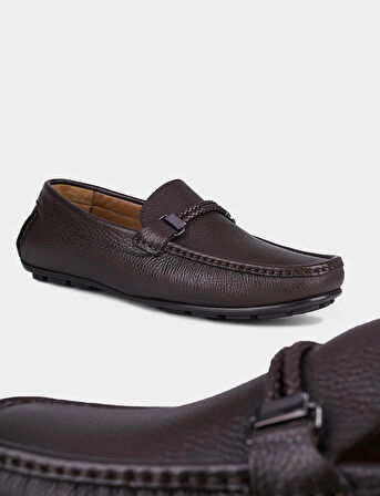 Özel Tasarımlı Hakiki Deri Kahverengi Erkek Loafer