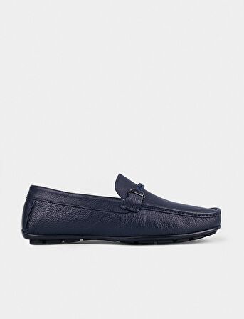 Cabani Hakiki Deri Lacivert Erkek Loafer