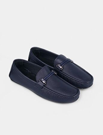 Cabani Hakiki Deri Lacivert Erkek Loafer