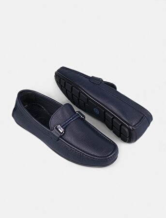 Cabani Hakiki Deri Lacivert Erkek Loafer