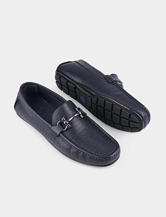 Hakiki Deri Erkek Lacivert Loafer Ayakkabı
