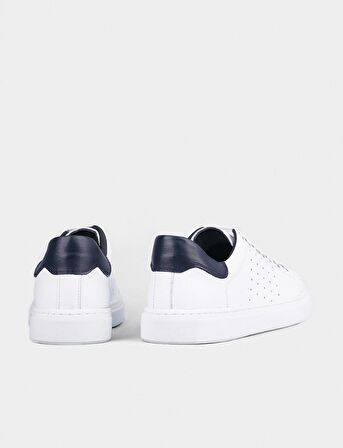 Cabani Hakiki Deri Beyaz Bağcıklı Erkek Spor Ayakkabı