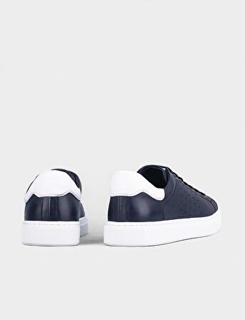 Cabani Hakiki Deri Lacivert Bağcıklı Erkek Spor Ayakkabı