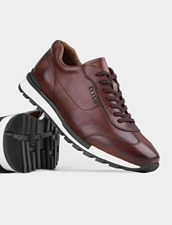 Spor Sneaker Hakiki Deri Kahverengi Bağcıklı Erkek Spor Ayakkabı