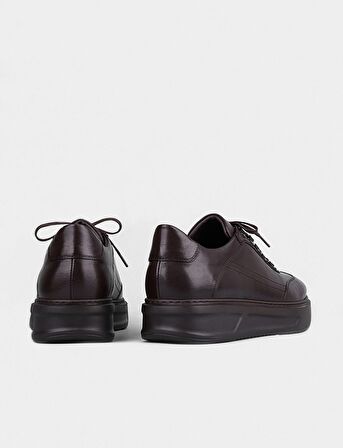 Cabani Hakiki Deri Kahverengi Bağcıklı Erkek Spor Ayakkab