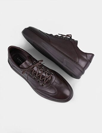 Cabani Hakiki Deri Kahverengi Bağcıklı Erkek Spor Ayakkab