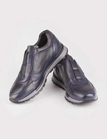 Kauçuk Taban Hakiki Deri Lacivert Erkek Spor Ayakkabı